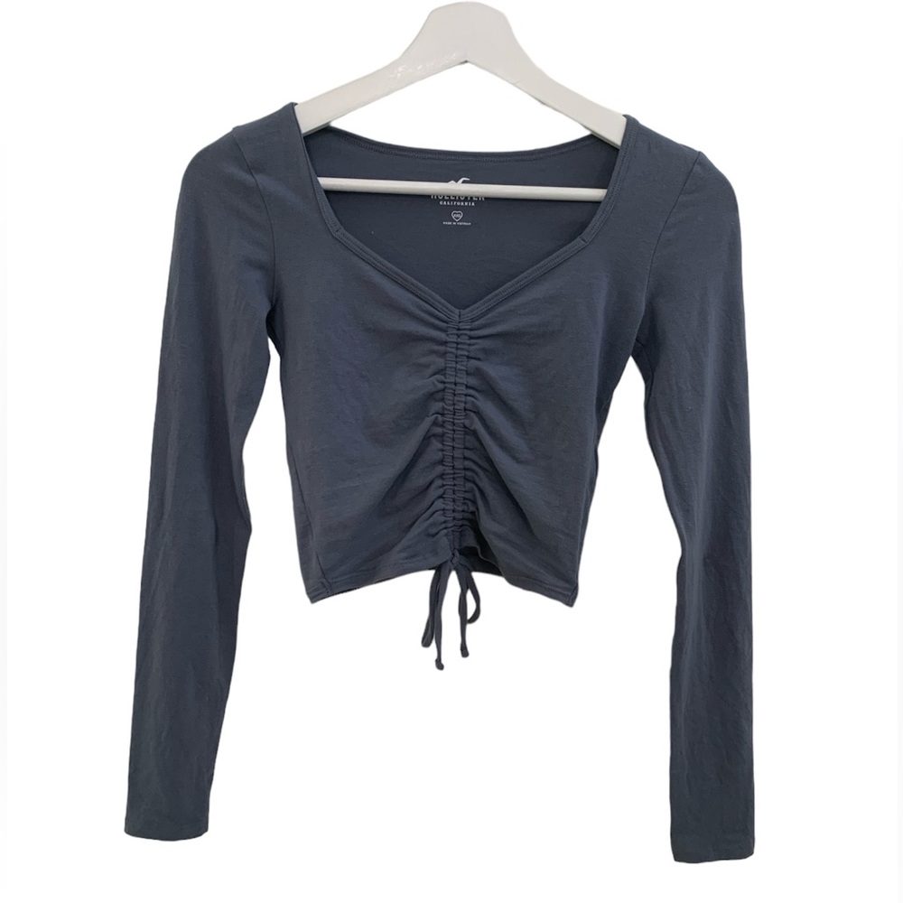 Hollister Cropped Long Sleeve Blue, Size XXS